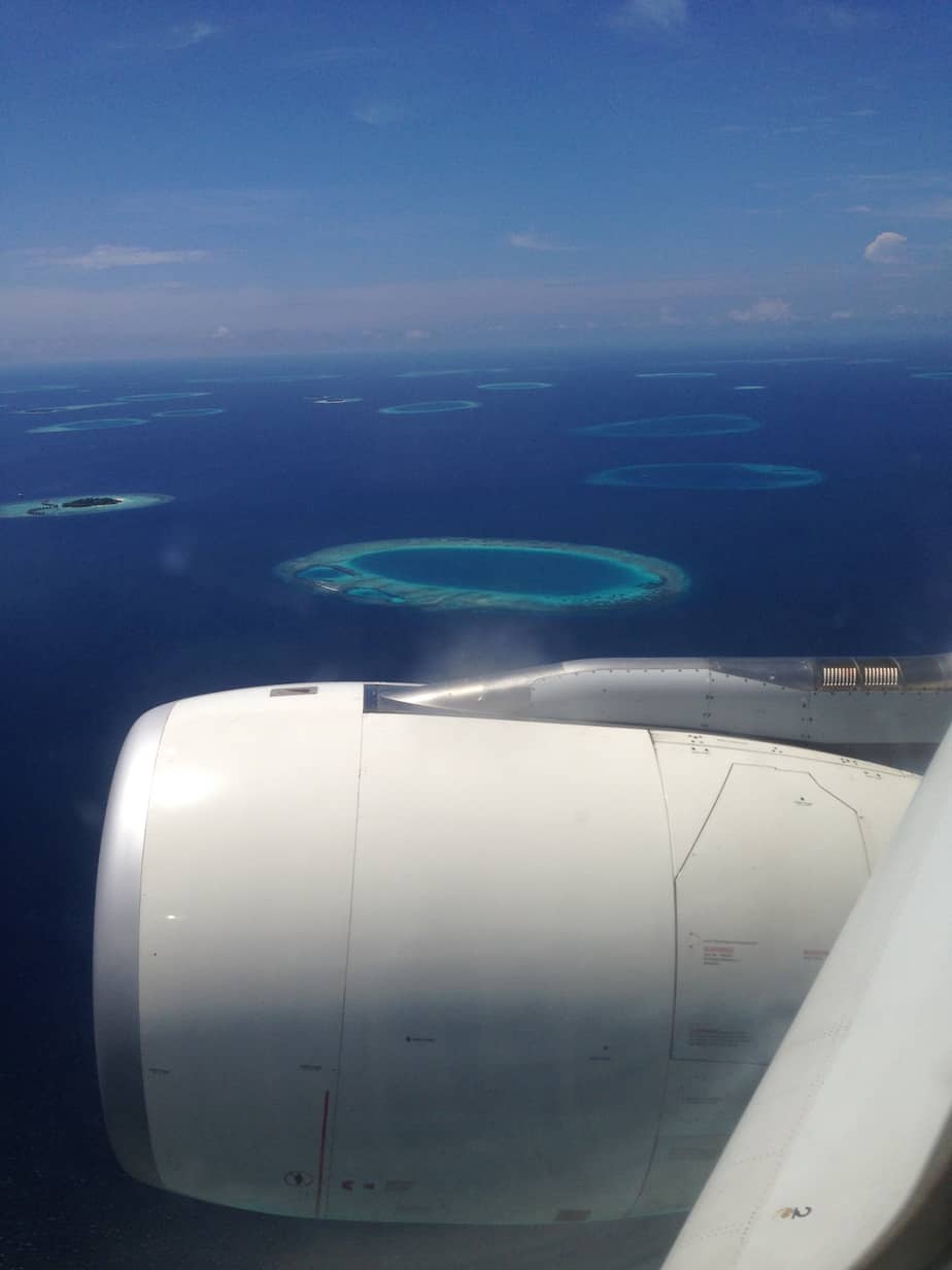 Malediven aus dem Flugzeug fotografiert