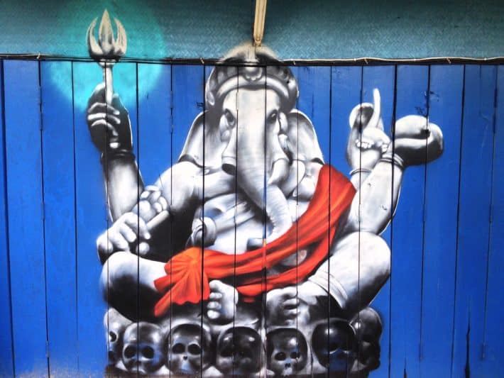 Streetart, Koh Lanta, Thaland, Ganesha auf Garagentor 