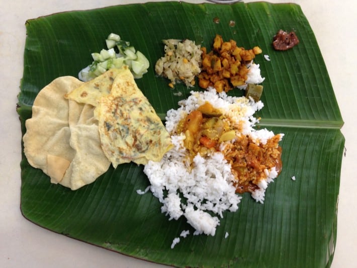 vegetarisches Bananenblatt Thali in Penang 