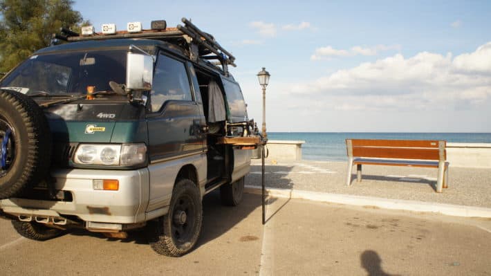 Auch im Campervan wird für Bags for Kids genäht