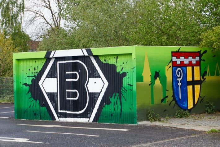 Fohlenelf, Graffiti zu Borussia Mönchengladbach am Fanhaus 