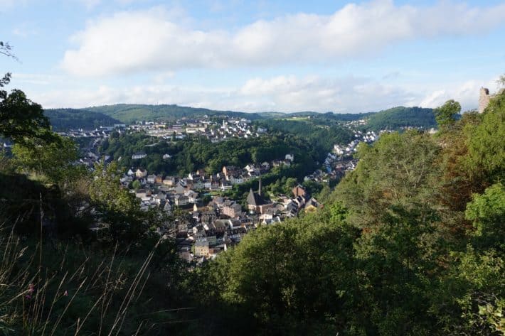 Hildegard von Bingen Pilgerwanderweg, Aussicht auf Idar Oberstein von oben 