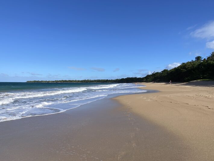 Alternativtext: Plage de Cluny, Foto vom langen Sandstrand, Death in Paradise, Guadeloupe, mein Drehorttipp Nummer 11 